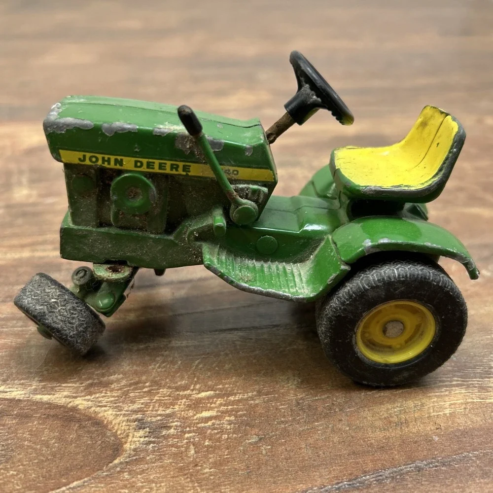 Vintage 1960's 70's Ertl John Deere 140 Lawn Garden Tractor W/ Dump Cart 1:16